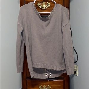 Off the shoulder sweater with open crisscross back